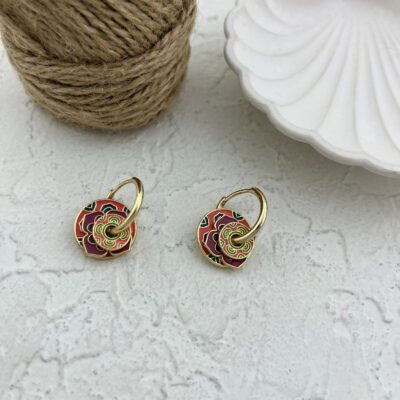 گوشواره زنانه میناکاری مدل دایره کد E5792