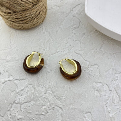 گوشواره زنانه مینیمال مدل میناکاری کد E6146