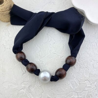 گردنبند زنانه پارچه ای مدل مروارید کد N5160