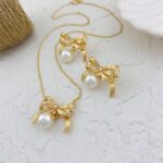 ست زیورآلات زنانه مدل پاپیون مروارید کد N4290