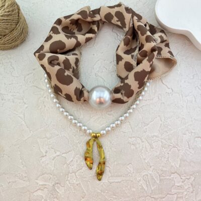 گردنبند زنانه پارچه ای مدل مروارید کد N5154