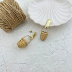 گوشواره زنانه مدل حصیری طرح سبد کد E5671