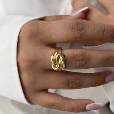 انگشتر مینیمال توپی و گره کد R1010