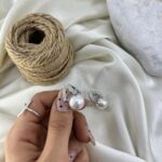 گوشواره زنانه مدل جواهری و مروارید کد E6424