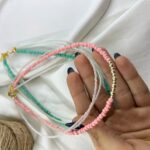 گردنبند زنانه مهره ای تابستانی مدل سه لاین کد N5269
