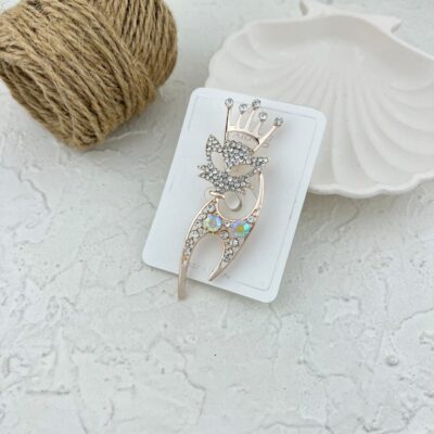 گل سینه زنانه مدل گربه تاجدار کد G4083