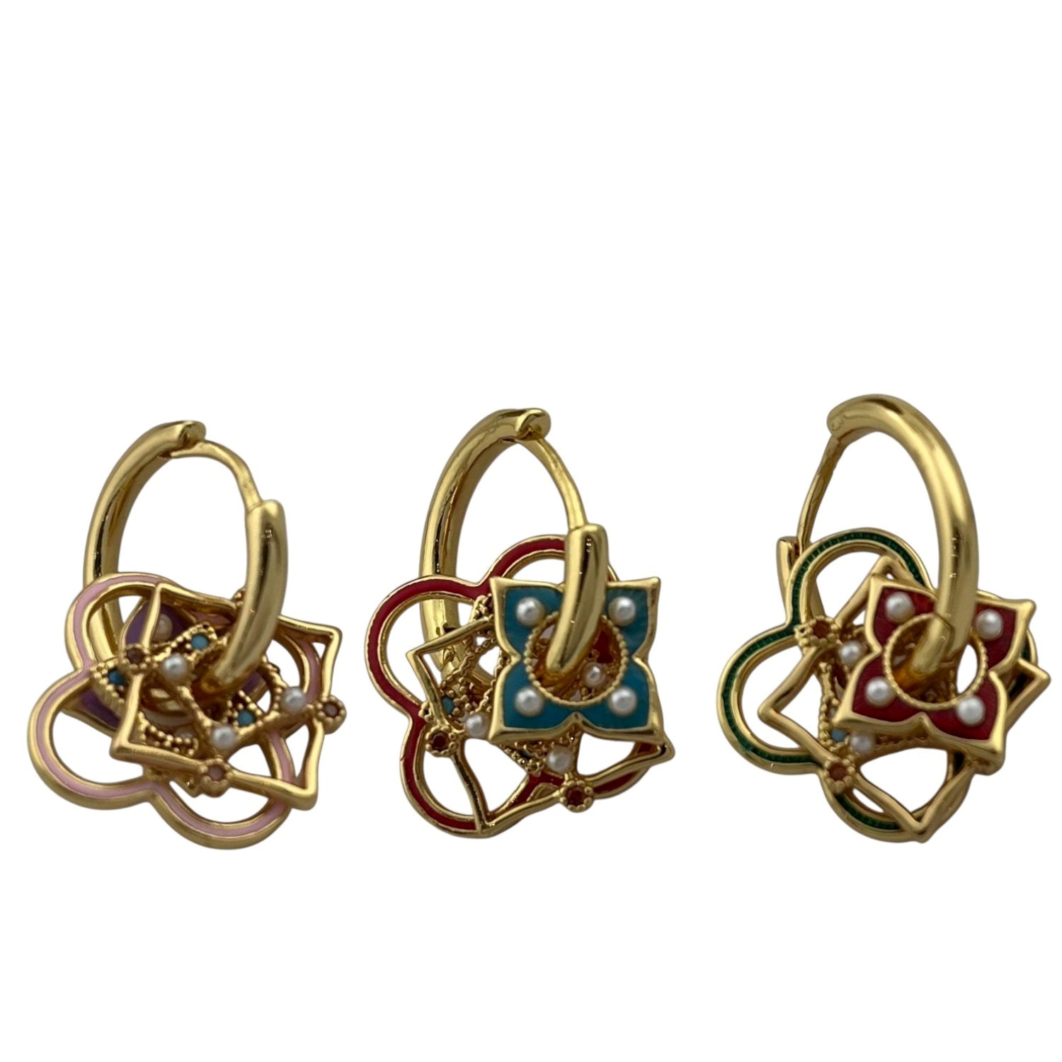 گوشواره-زنانه-میناکاری-مدل-گل-کد-E5793-1 گوشواره زنانه میناکاری مدل گل کد E5793