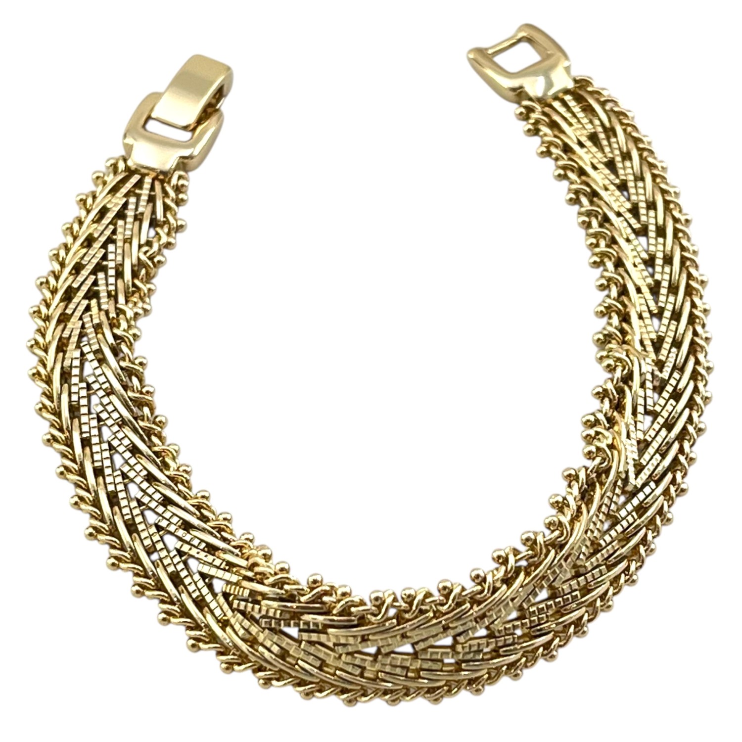 دستبند-زنانه--ژوپینگ-مدل-بافت-حصیری-طرح-طلا-کد-B5423-1 دستبند زنانه ژوپینگ مدل بافت حصیری طرح طلا کد B5423