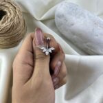 پیرسینگ ناف استیل زنانه مدل نگین جواهری کد P4899