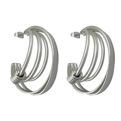 گوشواره زنانه مدل حلقه طرح مینیمال اب نقره کد E5700