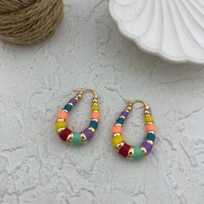 گوشواره زنانه میناکاری مدل بیضی کد E5798