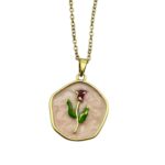 گردنبند زنانه میناکاری مدل گل رز کد N5002