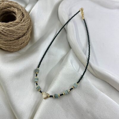 گردنبند زنانه مهره ای تابستانی مدل قلب کد N5256