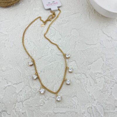 گردنبند زنانه ژوپینگ مدل نگین جواهری کد N5118