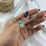 گردنبند زنانه مهره ای تابستانی مدل قلب کد N5247