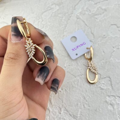 گوشواره زنانه ژوپینگ مدل گل جواهری کد E6292