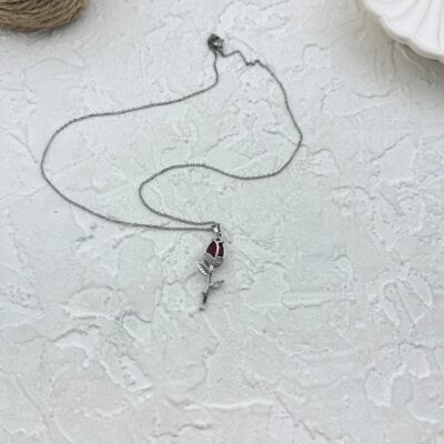 گردنبند زنانه مدل گل رز جواهری کد N4995