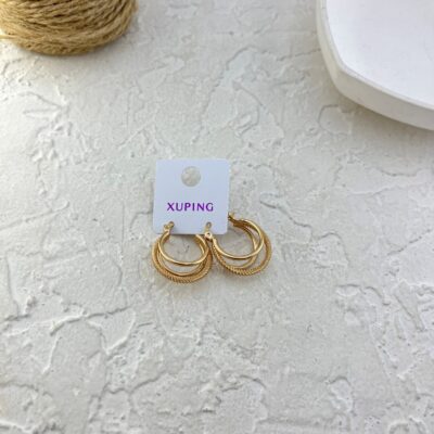گوشواره زنانه ژوپینگ مدل حلقه ای تراشیده کد E6236