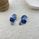 گوشواره زنانه میناکاری مدل گل برگ کد E6124