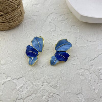 گوشواره زنانه میناکاری مدل گل برگ کد E6124