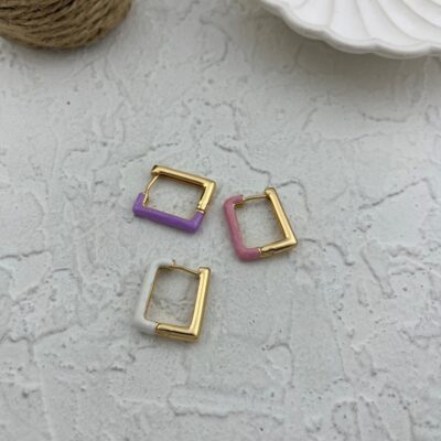 گوشواره زنانه میناکاری مدل مربع کد E5797