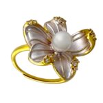 انگشتر زنانه مدل میناکاری رنگی گل و مروارید کد R4998