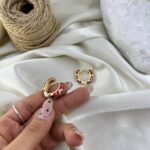 گوشواره زنانه میناکاری مدل گل کد E6412