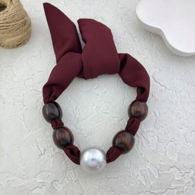گردنبند زنانه پارچه ای مدل مروارید کد N5165