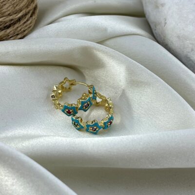 گوشواره زنانه میناکاری مدل گل کد E6418