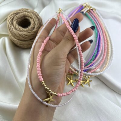 گردنبند زنانه مهره ای تابستانی مدل ستاره کد N5244