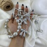 آویز کیف چارم بگ پاپیون مروارید کد J4205