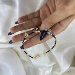 پابند زنانه تابستانی مهره ای مدل سکه چشم نظر کد A4653