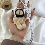 آویز کیف چارم بگ کلاه کاسکت خرس موتور سوار کد J4199