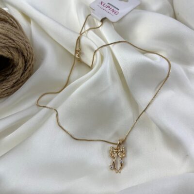 گردنبند زنانه ژوپینگ مدل پاپیون نگین دار کد N5298