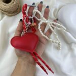 آویز کیف چارم بگ قلب و مروارید کد J4168